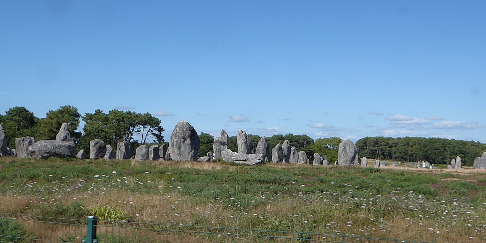 Vue aérienne sur les alignements de Carnac dans la lande